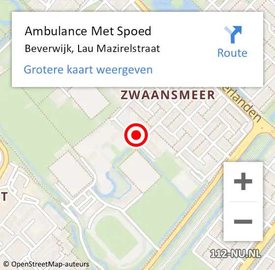 Locatie op kaart van de 112 melding: Ambulance Met Spoed Naar Beverwijk, Lau Mazirelstraat op 26 april 2022 12:38