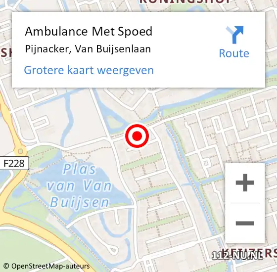 Locatie op kaart van de 112 melding: Ambulance Met Spoed Naar Pijnacker, Van Buijsenlaan op 26 april 2022 12:43