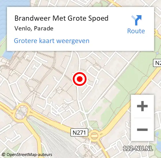 Locatie op kaart van de 112 melding: Brandweer Met Grote Spoed Naar Venlo, Parade op 26 april 2022 13:08