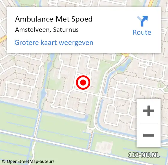 Locatie op kaart van de 112 melding: Ambulance Met Spoed Naar Amstelveen, Saturnus op 26 april 2022 13:09