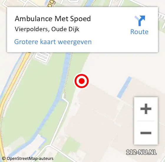 Locatie op kaart van de 112 melding: Ambulance Met Spoed Naar Vierpolders, Oude Dijk op 26 april 2022 13:12