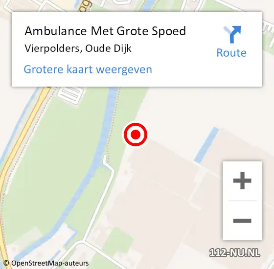 Locatie op kaart van de 112 melding: Ambulance Met Grote Spoed Naar Vierpolders, Oude Dijk op 26 april 2022 13:15