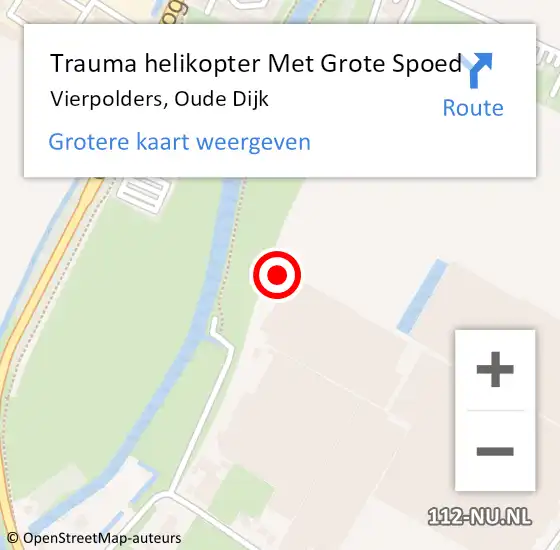 Locatie op kaart van de 112 melding: Trauma helikopter Met Grote Spoed Naar Vierpolders, Oude Dijk op 26 april 2022 13:19