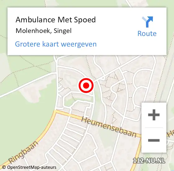 Locatie op kaart van de 112 melding: Ambulance Met Spoed Naar Molenhoek, Singel op 26 april 2022 13:24