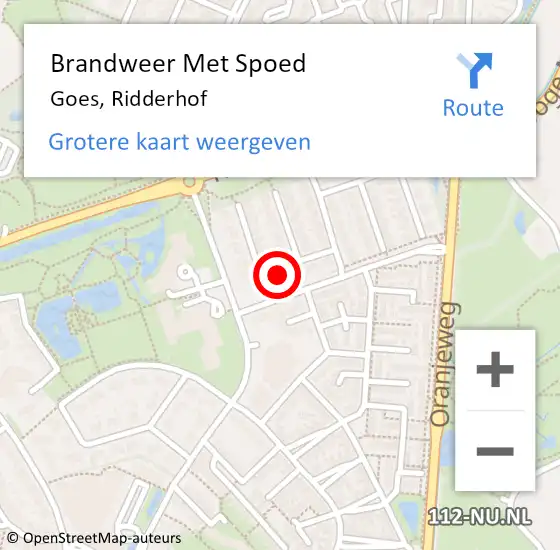 Locatie op kaart van de 112 melding: Brandweer Met Spoed Naar Goes, Ridderhof op 26 april 2022 13:25