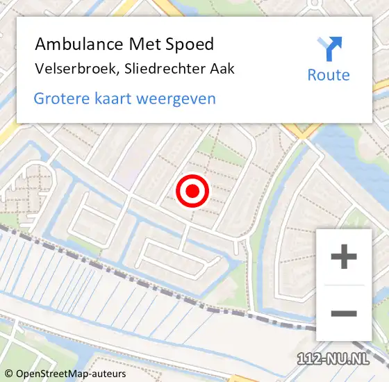 Locatie op kaart van de 112 melding: Ambulance Met Spoed Naar Velserbroek, Sliedrechter Aak op 26 april 2022 13:27