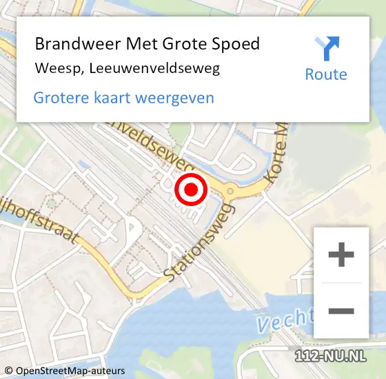 Locatie op kaart van de 112 melding: Brandweer Met Grote Spoed Naar Weesp, Leeuwenveldseweg op 26 april 2022 13:28