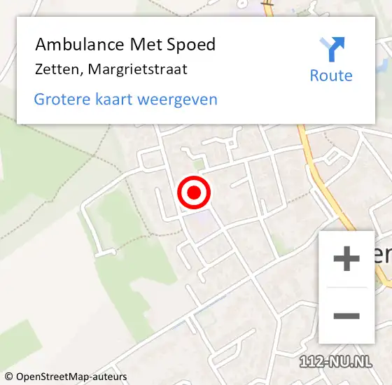 Locatie op kaart van de 112 melding: Ambulance Met Spoed Naar Zetten, Margrietstraat op 26 april 2022 13:33