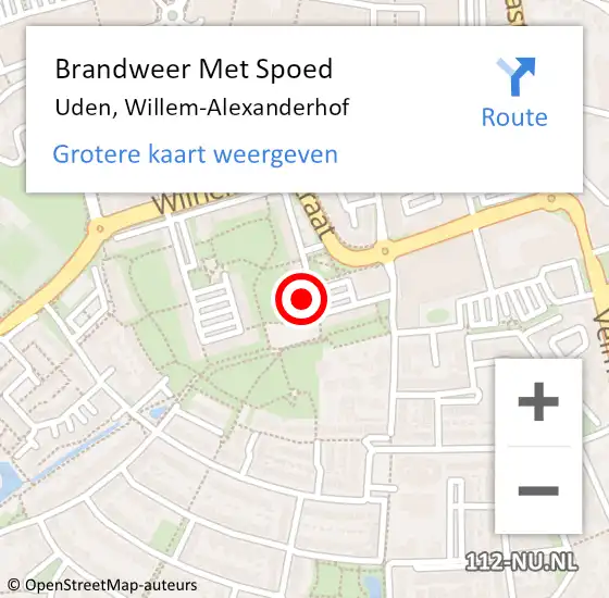 Locatie op kaart van de 112 melding: Brandweer Met Spoed Naar Uden, Willem-Alexanderhof op 26 april 2022 13:39