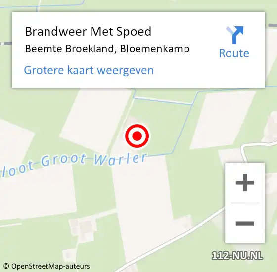 Locatie op kaart van de 112 melding: Brandweer Met Spoed Naar Beemte Broekland, Bloemenkamp op 26 april 2022 14:02
