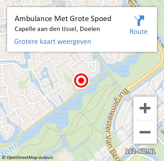 Locatie op kaart van de 112 melding: Ambulance Met Grote Spoed Naar Capelle aan den IJssel, Doelen op 26 april 2022 14:06