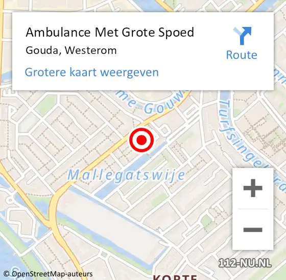 Locatie op kaart van de 112 melding: Ambulance Met Grote Spoed Naar Gouda, Westerom op 26 april 2022 14:07