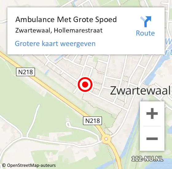 Locatie op kaart van de 112 melding: Ambulance Met Grote Spoed Naar Zwartewaal, Hollemarestraat op 26 april 2022 14:10