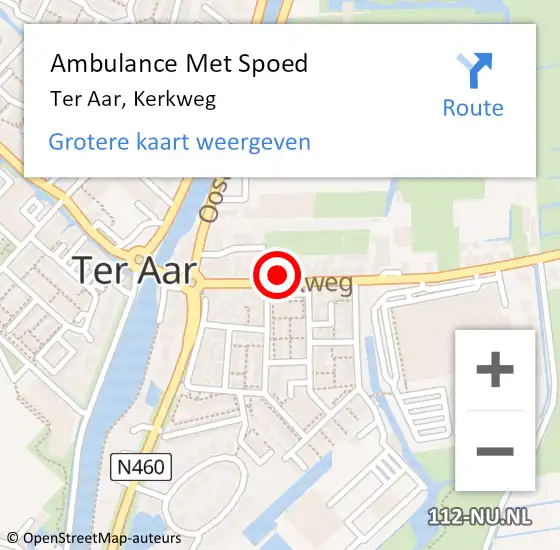 Locatie op kaart van de 112 melding: Ambulance Met Spoed Naar Ter Aar, Kerkweg op 15 juli 2014 16:08