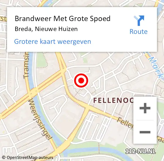 Locatie op kaart van de 112 melding: Brandweer Met Grote Spoed Naar Breda, Nieuwe Huizen op 26 april 2022 14:25