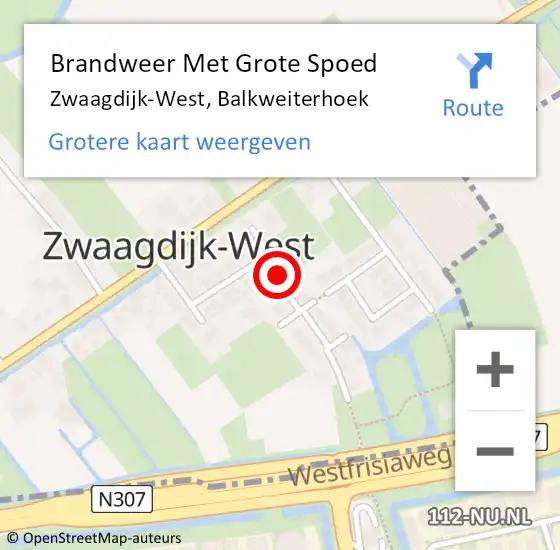 Locatie op kaart van de 112 melding: Brandweer Met Grote Spoed Naar Zwaagdijk-West, Balkweiterhoek op 26 april 2022 14:34