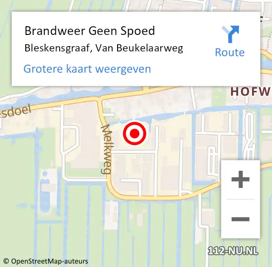 Locatie op kaart van de 112 melding: Brandweer Geen Spoed Naar Bleskensgraaf, Van Beukelaarweg op 26 april 2022 14:39