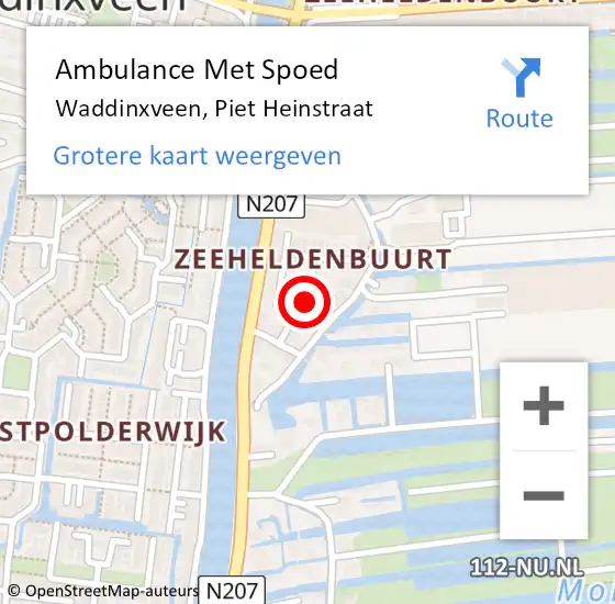 Locatie op kaart van de 112 melding: Ambulance Met Spoed Naar Waddinxveen, Piet Heinstraat op 26 april 2022 14:41