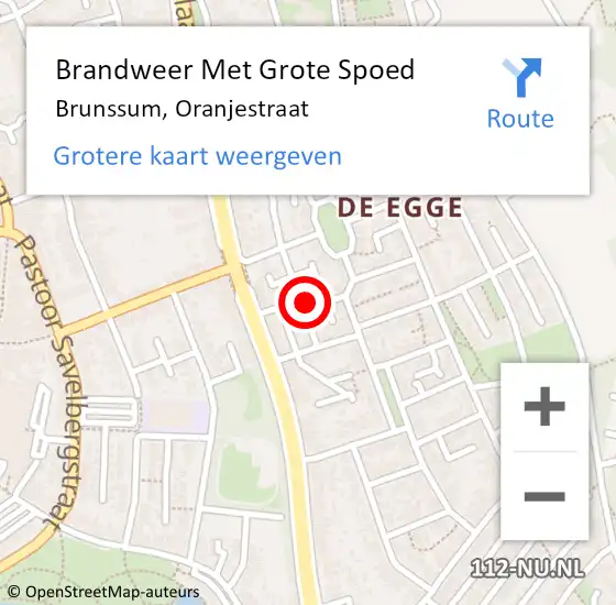 Locatie op kaart van de 112 melding: Brandweer Met Grote Spoed Naar Brunssum, Oranjestraat op 26 april 2022 14:45