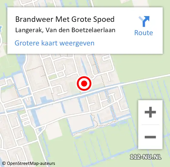 Locatie op kaart van de 112 melding: Brandweer Met Grote Spoed Naar Langerak, Van den Boetzelaerlaan op 26 april 2022 14:56