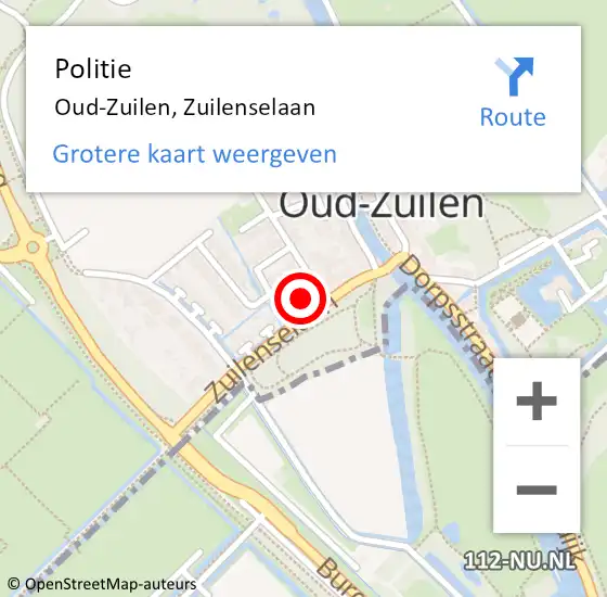 Locatie op kaart van de 112 melding: Politie Oud-Zuilen, Zuilenselaan op 26 april 2022 15:05