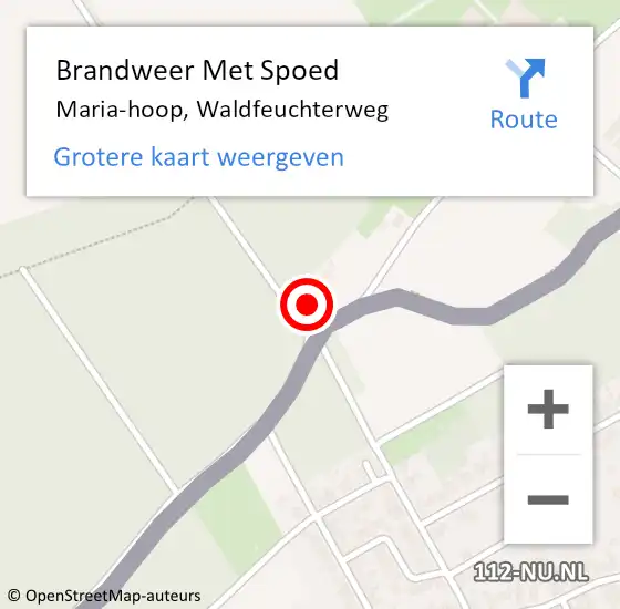 Locatie op kaart van de 112 melding: Brandweer Met Spoed Naar Mariahoop, Waldfeuchterweg op 26 april 2022 15:06