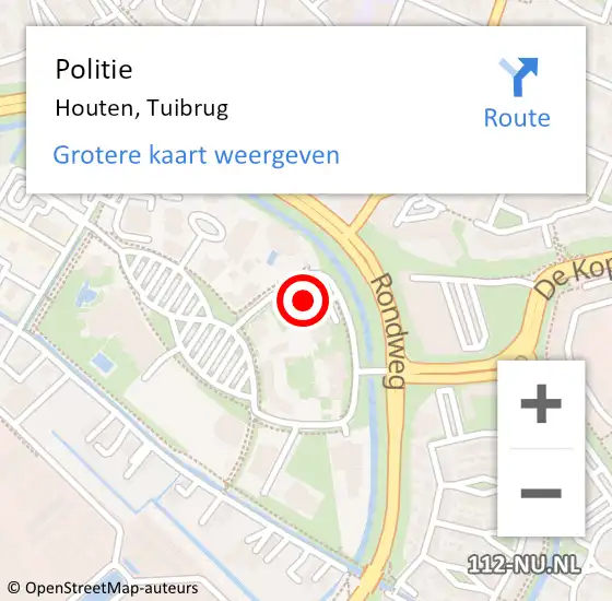 Locatie op kaart van de 112 melding: Politie Houten, Tuibrug op 26 april 2022 15:10