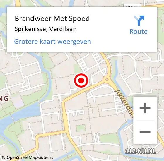 Locatie op kaart van de 112 melding: Brandweer Met Spoed Naar Spijkenisse, Verdilaan op 26 april 2022 15:27