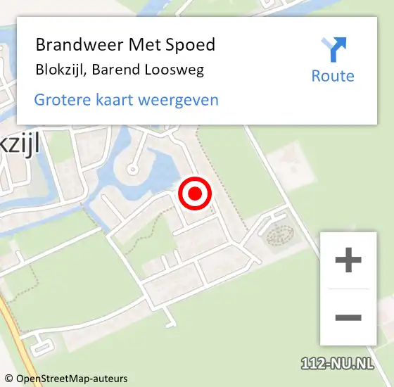 Locatie op kaart van de 112 melding: Brandweer Met Spoed Naar Blokzijl, Barend Loosweg op 26 april 2022 15:33