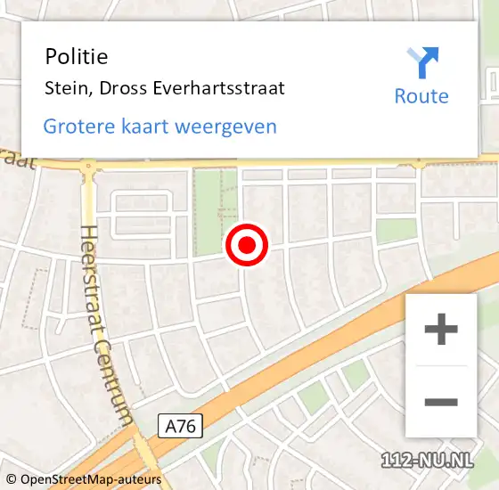 Locatie op kaart van de 112 melding: Politie Stein, Dross Everhartsstraat op 26 april 2022 15:34