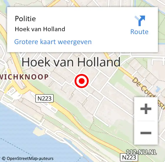 Locatie op kaart van de 112 melding: Politie Hoek van Holland op 26 april 2022 15:43