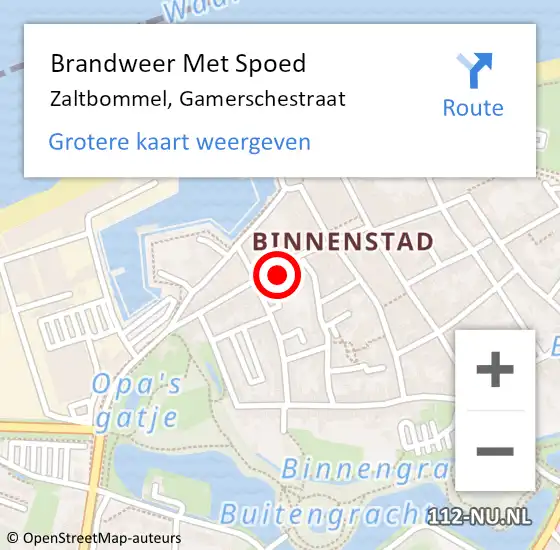 Locatie op kaart van de 112 melding: Brandweer Met Spoed Naar Zaltbommel, Gamerschestraat op 26 april 2022 15:53