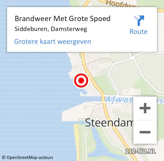 Locatie op kaart van de 112 melding: Brandweer Met Grote Spoed Naar Siddeburen, Damsterweg op 26 april 2022 16:06