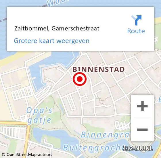 Locatie op kaart van de 112 melding:  Zaltbommel, Gamerschestraat op 26 april 2022 16:18