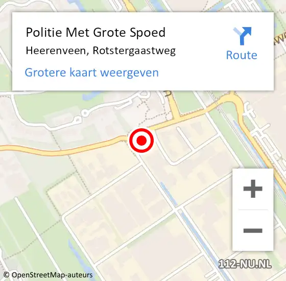 Locatie op kaart van de 112 melding: Politie Met Grote Spoed Naar Heerenveen, Rotstergaastweg op 26 april 2022 16:42