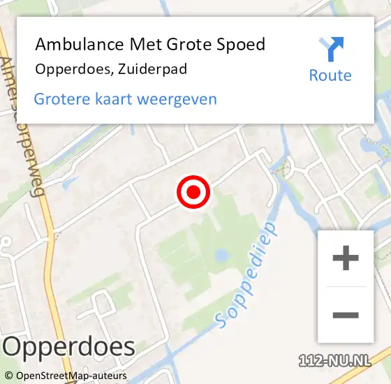 Locatie op kaart van de 112 melding: Ambulance Met Grote Spoed Naar Opperdoes, Zuiderpad op 26 april 2022 17:05