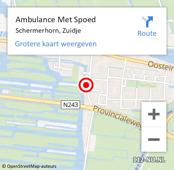 Locatie op kaart van de 112 melding: Ambulance Met Spoed Naar Schermerhorn, Zuidje op 26 april 2022 17:20