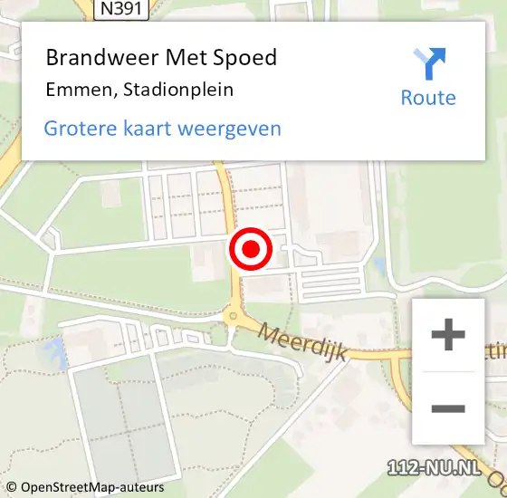 Locatie op kaart van de 112 melding: Brandweer Met Spoed Naar Emmen, Stadionplein op 26 april 2022 17:27