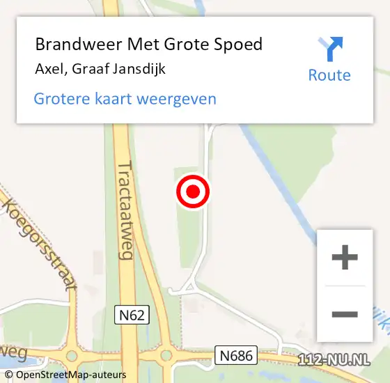 Locatie op kaart van de 112 melding: Brandweer Met Grote Spoed Naar Axel, Graaf Jansdijk op 26 april 2022 18:09