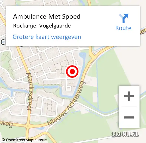 Locatie op kaart van de 112 melding: Ambulance Met Spoed Naar Rockanje, Vogelgaarde op 26 april 2022 18:15