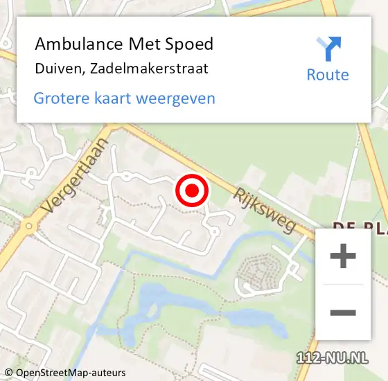 Locatie op kaart van de 112 melding: Ambulance Met Spoed Naar Duiven, Zadelmakerstraat op 26 april 2022 18:32