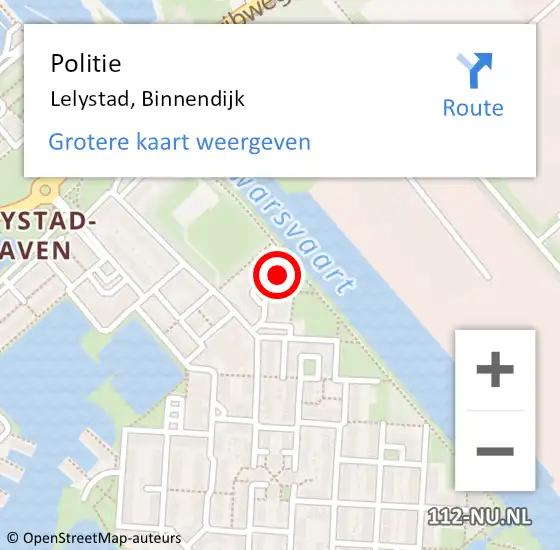 Locatie op kaart van de 112 melding: Politie Lelystad, Binnendijk op 26 april 2022 18:34