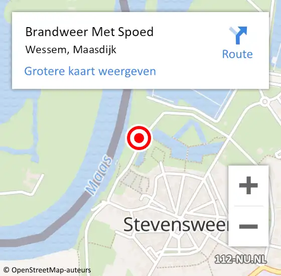 Locatie op kaart van de 112 melding: Brandweer Met Spoed Naar Wessem, Maasdijk op 26 april 2022 18:40