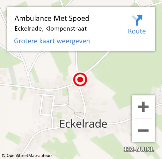 Locatie op kaart van de 112 melding: Ambulance Met Spoed Naar Eckelrade, Klompenstraat op 15 juli 2014 16:40
