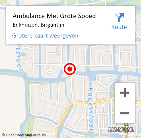 Locatie op kaart van de 112 melding: Ambulance Met Grote Spoed Naar Enkhuizen, Brigantijn op 26 april 2022 18:52