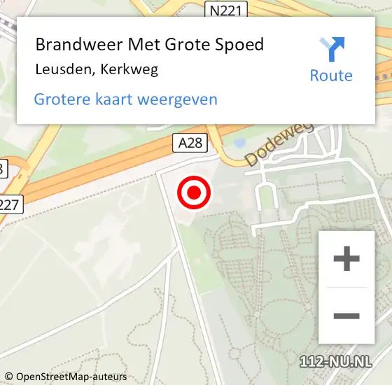 Locatie op kaart van de 112 melding: Brandweer Met Grote Spoed Naar Leusden, Kerkweg op 26 april 2022 19:00