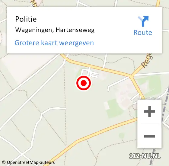 Locatie op kaart van de 112 melding: Politie Wageningen, Hartenseweg op 26 april 2022 19:05