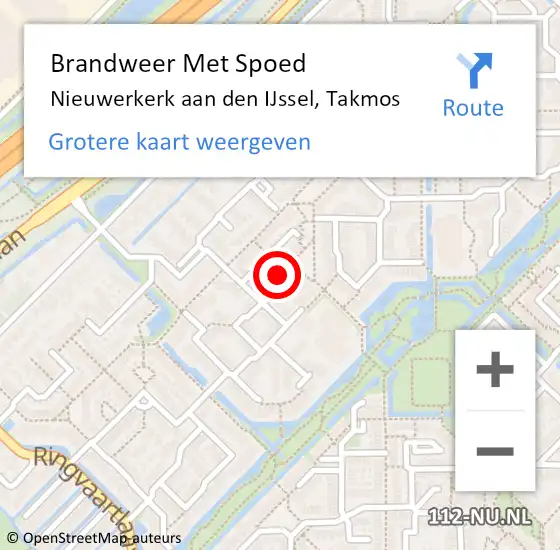 Locatie op kaart van de 112 melding: Brandweer Met Spoed Naar Nieuwerkerk aan den IJssel, Takmos op 26 april 2022 19:38