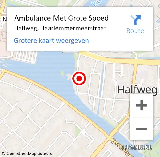 Locatie op kaart van de 112 melding: Ambulance Met Grote Spoed Naar Halfweg, Haarlemmermeerstraat op 26 april 2022 19:38
