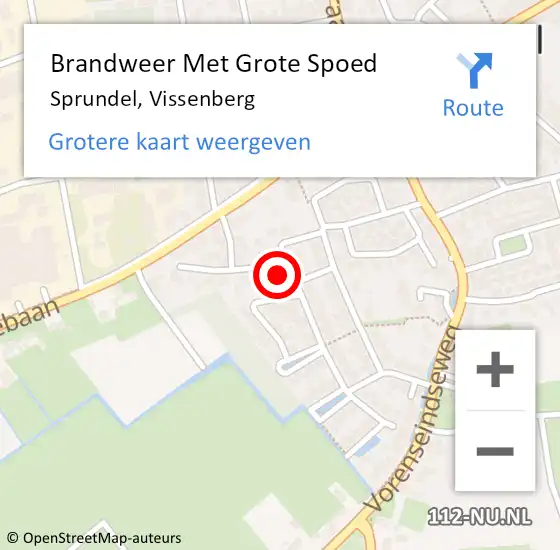 Locatie op kaart van de 112 melding: Brandweer Met Grote Spoed Naar Sprundel, Vissenberg op 26 april 2022 19:39